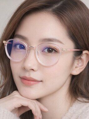 Rose Gold Anti Blue Light Block Oval Glasses Clear